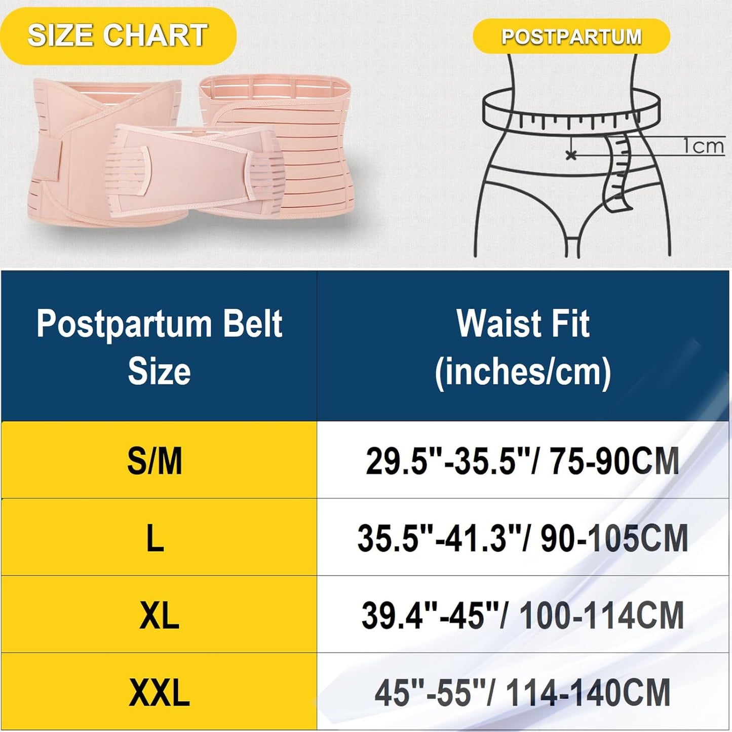 3 in 1 Postpartum Support - Recovery Belly/Waist/Pelvis Belt Shapewear Slimming Girdle, Beige, L for Posture Correction